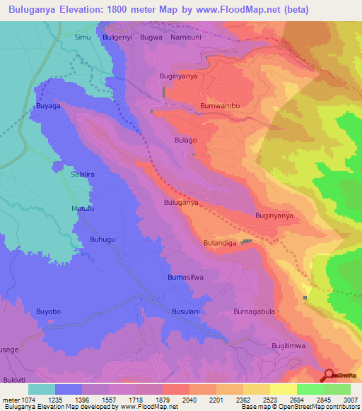 Buluganya,Uganda Elevation Map
