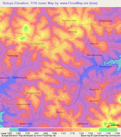 Bulopa,Uganda Elevation Map