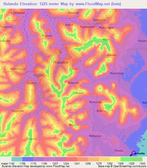 Bulando,Uganda Elevation Map
