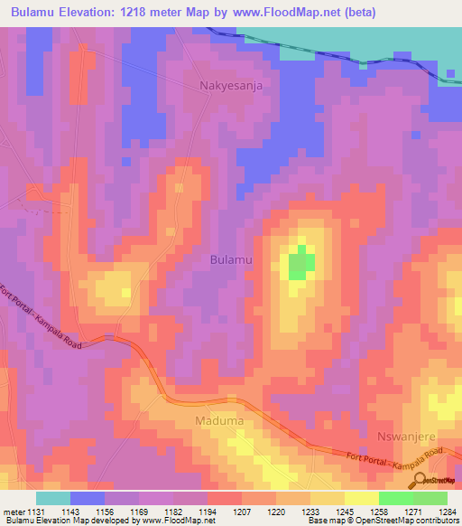 Bulamu,Uganda Elevation Map