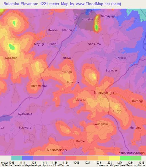 Bulamba,Uganda Elevation Map