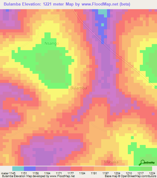 Bulamba,Uganda Elevation Map