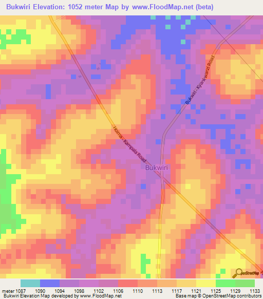 Bukwiri,Uganda Elevation Map