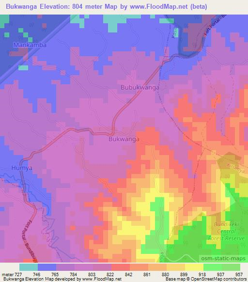 Bukwanga,Uganda Elevation Map