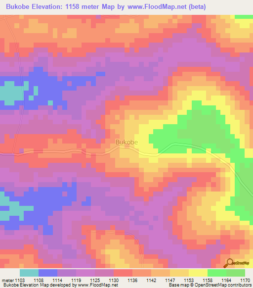 Bukobe,Uganda Elevation Map