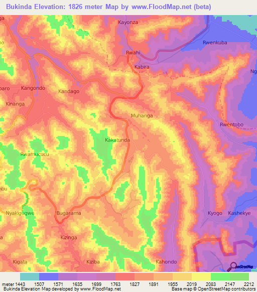 Bukinda,Uganda Elevation Map