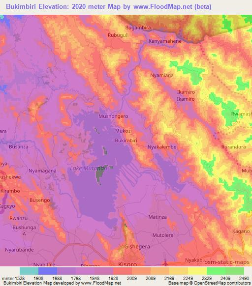 Bukimbiri,Uganda Elevation Map
