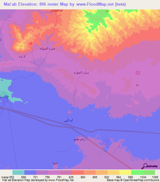 Mat`ab,Syria Elevation Map