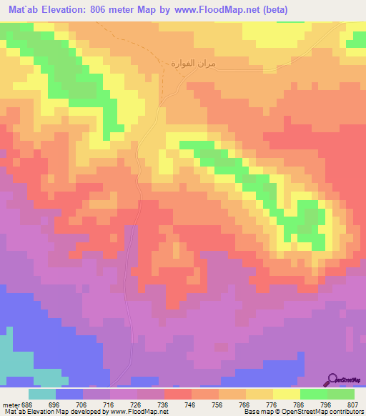 Mat`ab,Syria Elevation Map