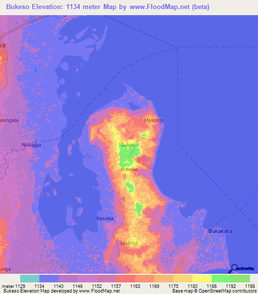 Bukeso,Uganda Elevation Map
