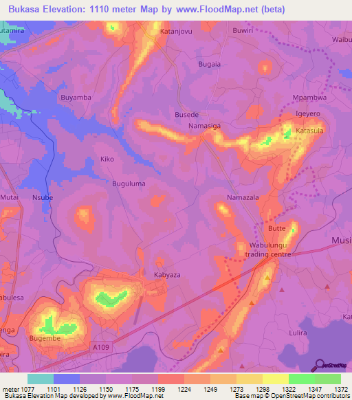 Bukasa,Uganda Elevation Map
