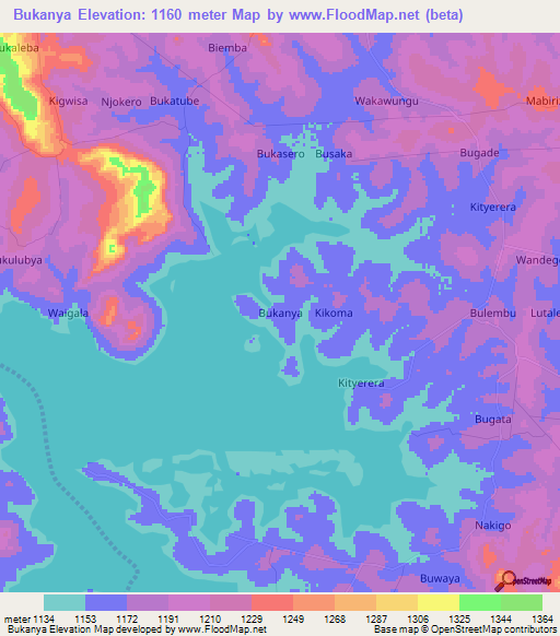 Bukanya,Uganda Elevation Map