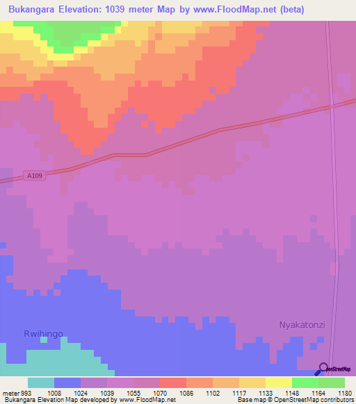 Bukangara,Uganda Elevation Map