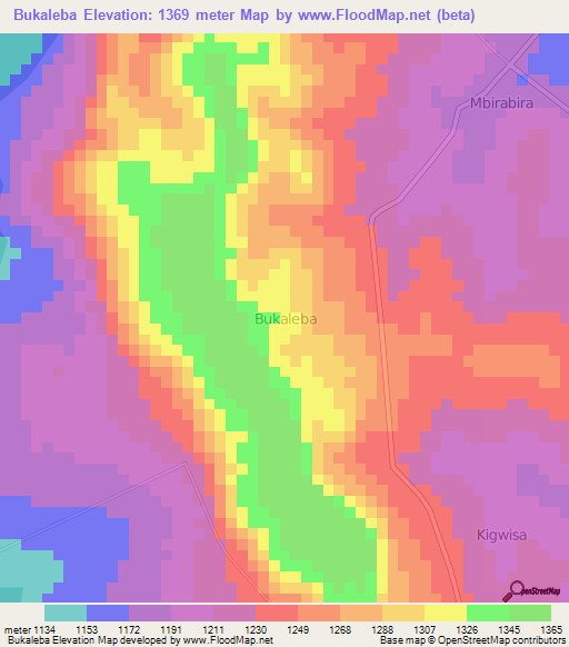 Bukaleba,Uganda Elevation Map