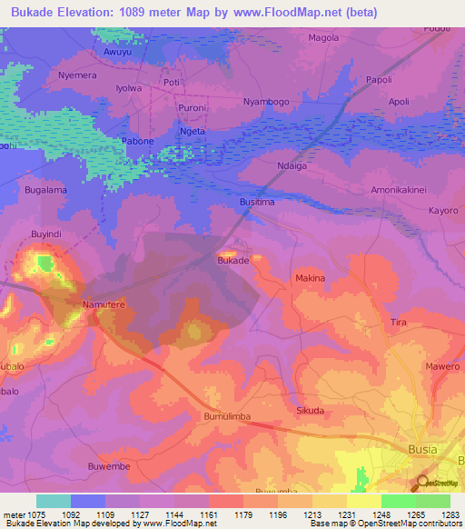 Bukade,Uganda Elevation Map