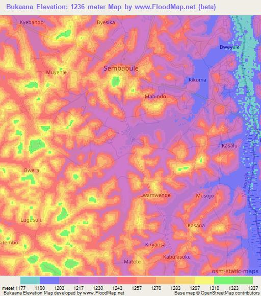 Bukaana,Uganda Elevation Map