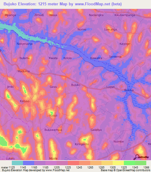 Bujuko,Uganda Elevation Map