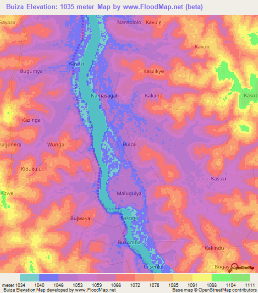 Buiza,Uganda Elevation Map