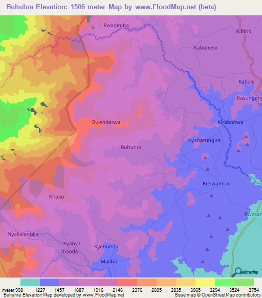 Buhuhra,Uganda Elevation Map
