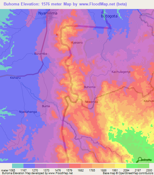 Buhoma,Uganda Elevation Map