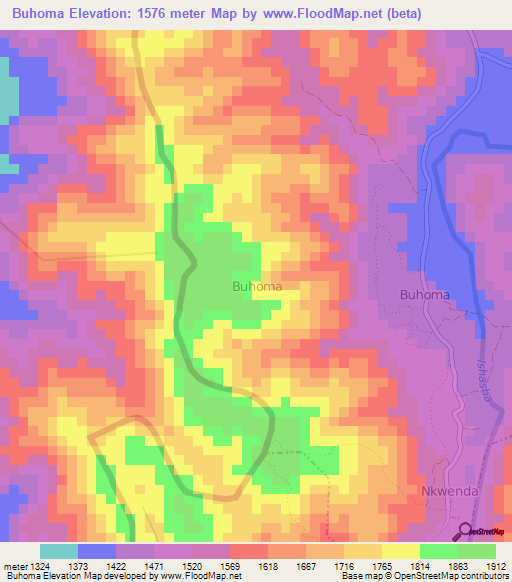 Buhoma,Uganda Elevation Map