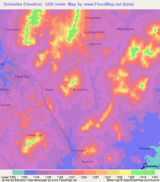 Buhanika,Uganda Elevation Map