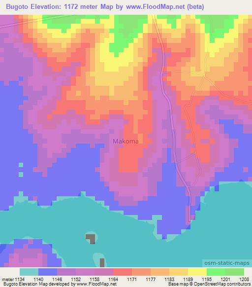 Bugoto,Uganda Elevation Map