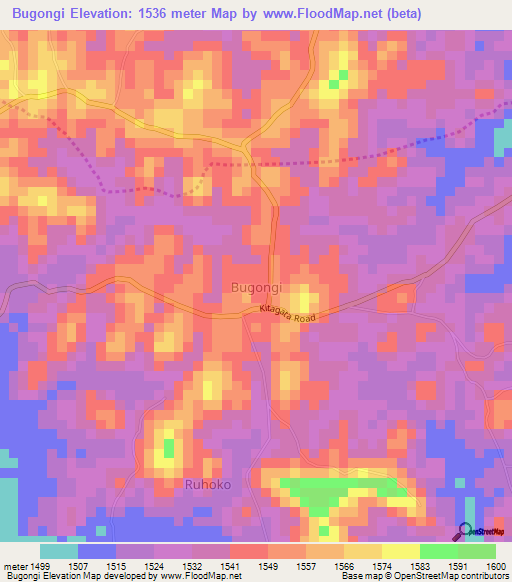 Bugongi,Uganda Elevation Map