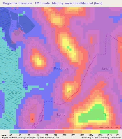 Bugombe,Uganda Elevation Map