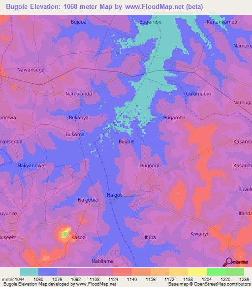 Bugole,Uganda Elevation Map