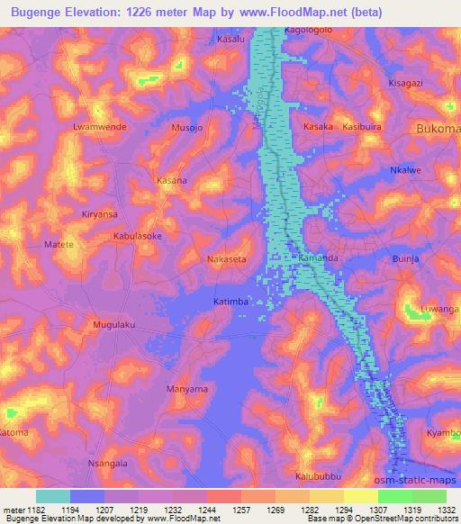 Bugenge,Uganda Elevation Map