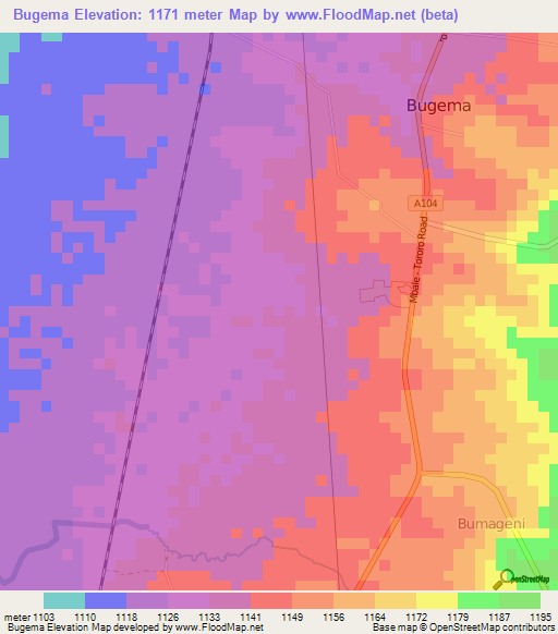 Bugema,Uganda Elevation Map