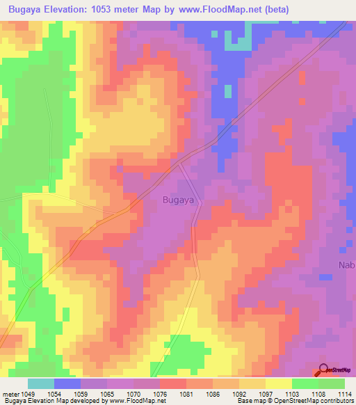 Bugaya,Uganda Elevation Map