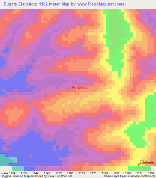 Bugata,Uganda Elevation Map