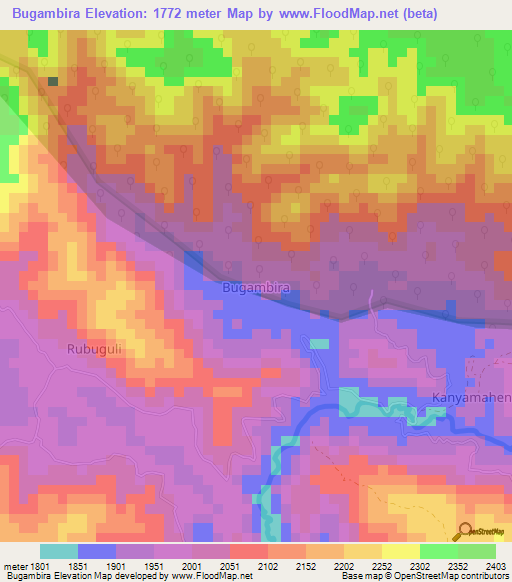 Bugambira,Uganda Elevation Map
