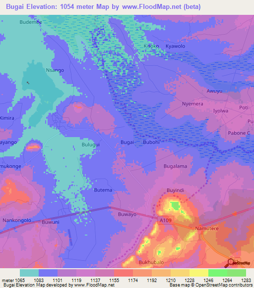 Bugai,Uganda Elevation Map