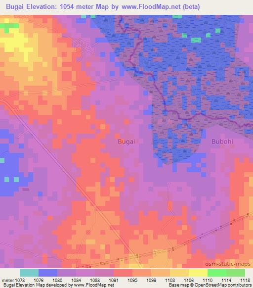 Bugai,Uganda Elevation Map