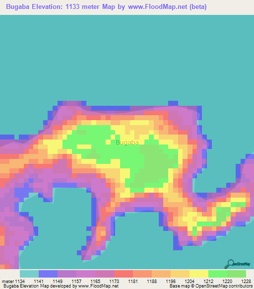 Bugaba,Uganda Elevation Map