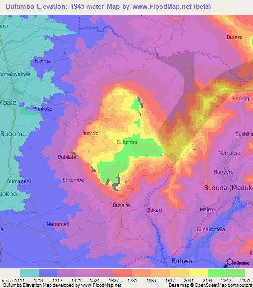 Bufumbo,Uganda Elevation Map