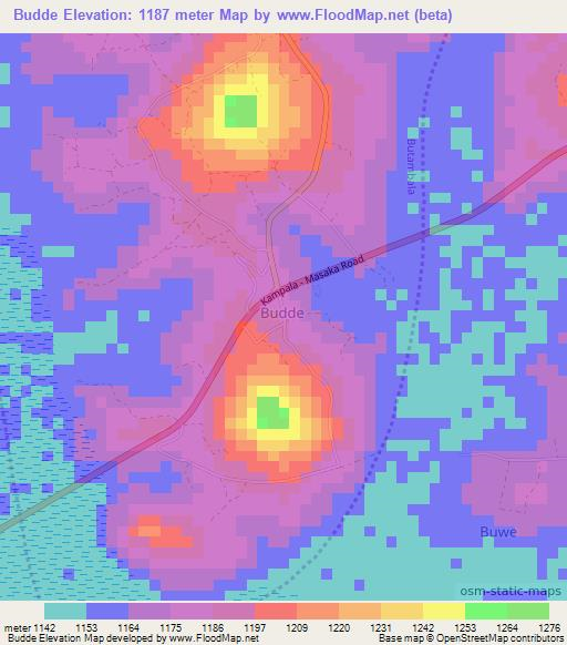 Budde,Uganda Elevation Map