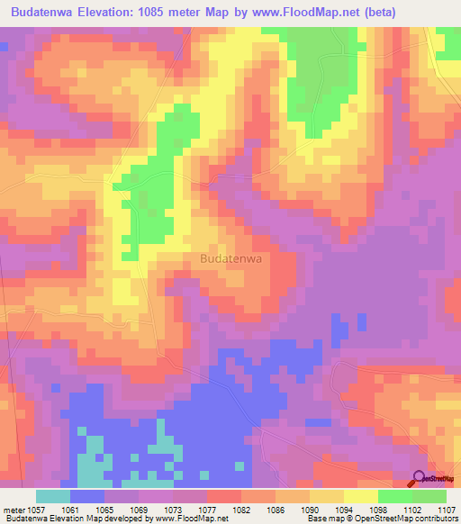 Budatenwa,Uganda Elevation Map