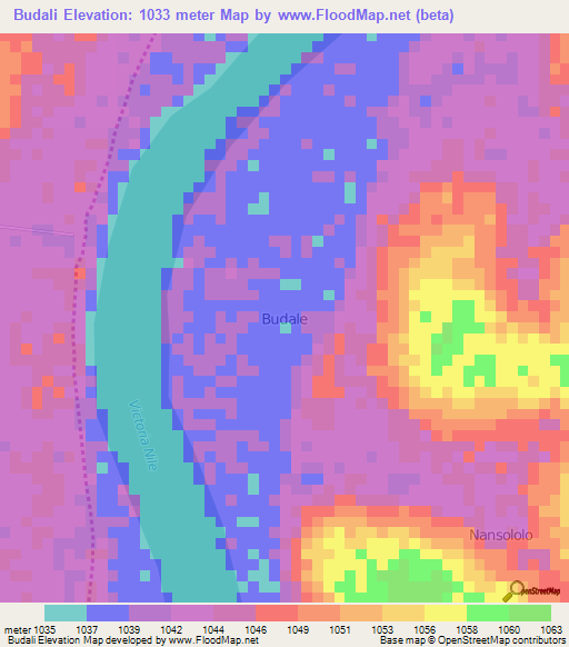 Budali,Uganda Elevation Map