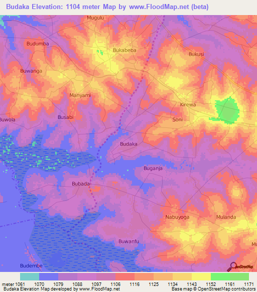 Budaka,Uganda Elevation Map