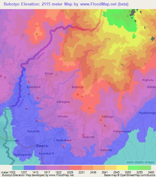 Bubotyo,Uganda Elevation Map
