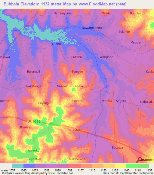 Bubbala,Uganda Elevation Map
