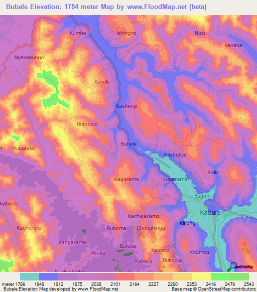 Bubale,Uganda Elevation Map