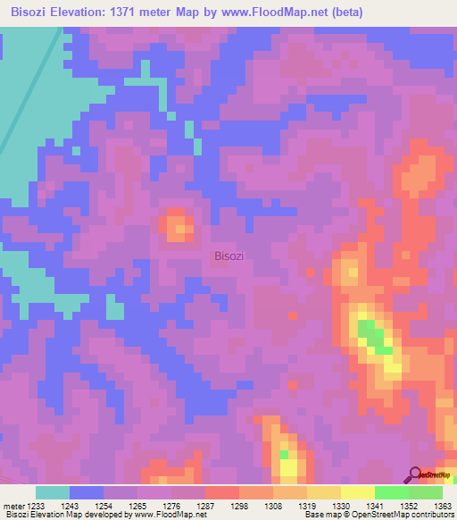 Bisozi,Uganda Elevation Map