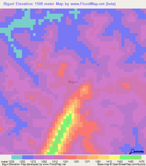 Biguri,Uganda Elevation Map