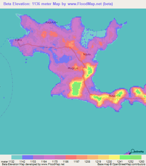 Beta,Uganda Elevation Map