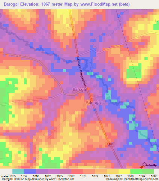 Barogal,Uganda Elevation Map